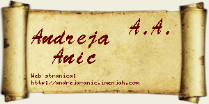 Andreja Anić vizit kartica